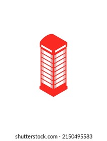 Red telephone booth London landmark. Vector illustration