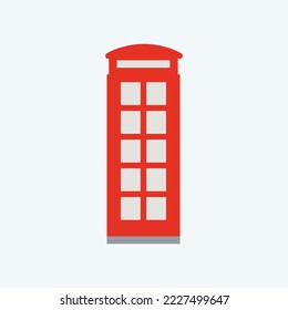 Red telephone box. Flat style illustration