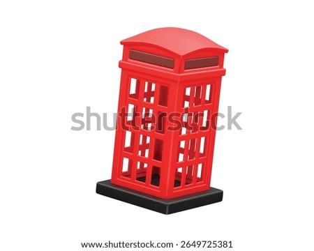 red telephone box icon 3d render illustration
