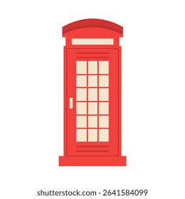 Red telephone box in London. British phone booth icon. Vector illustration isolated on white background.