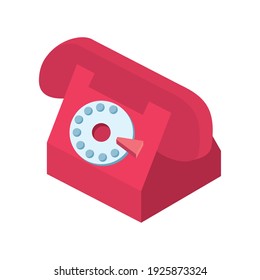 red telephone call service isometric icon vector illustration design