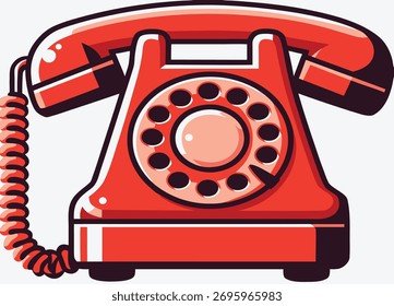 ein rotes Telefon mit Kabel