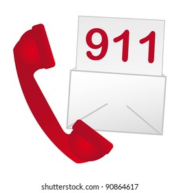 red telephone with envelope isolated vector illustration