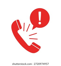 Roter Telefonhörer mit Warnmeldungssymbol Vektor