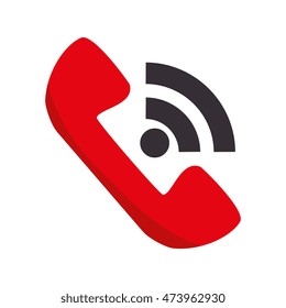 red telephone handset call phone communication vector illustration