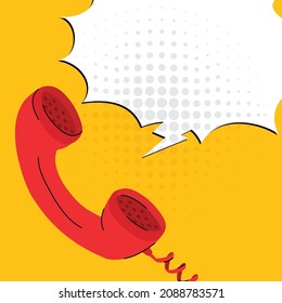 red telephone handset and speech bubble illustration