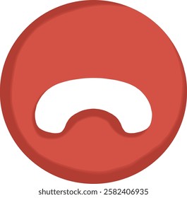 Red telephone hang up button icon on transparent background