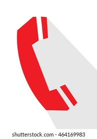 Red Telephone Icon Flat Design Logo 