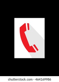 Red Telephone Icon Flat Design Logo 