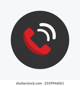 Red Telephone Icon With Signal, for design, icons, elemment or print 