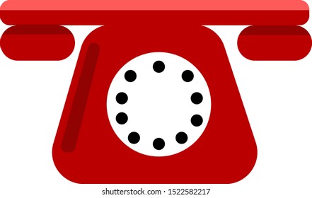 Red telephone, illustration, vector on white background.