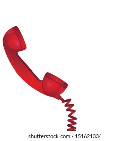 Red telephone on white background