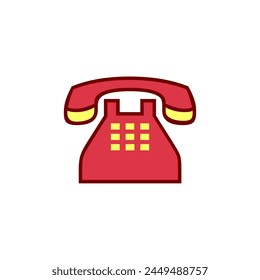 Vector de teléfono rojo. Icono de teléfono rojo aislado sobre un fondo blanco.