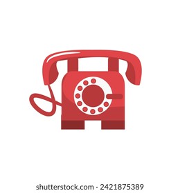 Red telephone with white dial suitable for retro and communication themed designs, nostalgic concepts, and advertising campaigns targeting older demographics.