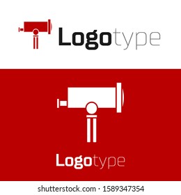 Red Telescope icon isolated on white background. Scientific tool. Education and astronomy element, spyglass and study stars. Logo design template element. Vector Illustration