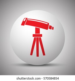 Red Telescope icon on white sphere