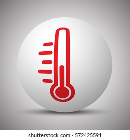 Red Temperature icon on white sphere