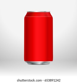 Red template can. Vector illustration. Mockup can. Template can.