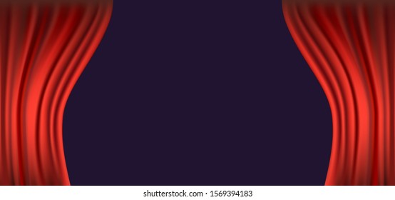 Red template curtain opens. Background with copy space for advertising and presentation. Vector illustration