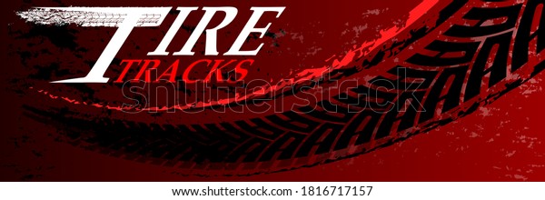 Red template grunge\
tires track backgrounds. Automotive element for poster, banner,\
flyer, brochure and web design. Banners with tire track design.\
Vector illustration