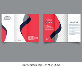 Plantilla roja Trifold Brochure design Folleto creativo. Diseño creativo y de Vector de pliegue tri Profesional del folleto.