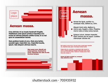 Red template vector design for Brochure, Annual Report, Magazine, Poster, Corporate Presentation, Portfolio, Flyer, layout modern with red color, Front and back, Easy to use and edit.