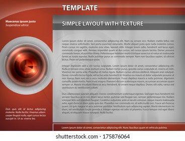Red template. Vector layout with glossy element.