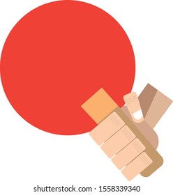 Red tennis racket, illustration, vector on white background.