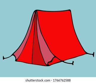 Rotes Zelt. Element. Attribute für das Camping.