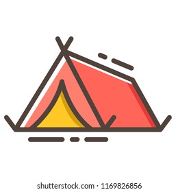 Red Tent Icon In Line Color Design Vector Illustration