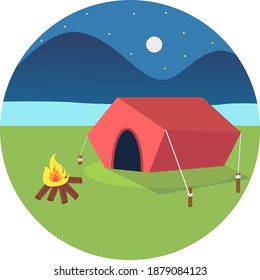 Red tent ,illustration, vector on white background.