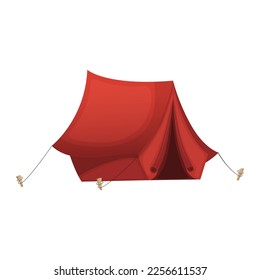 rotes Zelt auf weißem Hintergrund. Zelte für Camping, Erholung und Reisen. Einzige Vektorgrafik. Cartoon