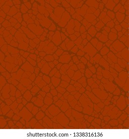 Red terracotta soil cracks seamless pattern. Vintage craquelure repeatable surface texture for background, textile, surface design. 