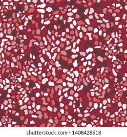 Red Terrazzo flooring, seamless colorful pattern background. Abstract vector texture design for print on floor, wall, tile or textile