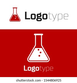 Red Test tube and flask - chemical laboratory test icon isolated on white background. Logo design template element. Vector Illustration