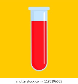 Icono del tubo de prueba rojo. Ilustración plana del icono del vector del tubo de ensayo rojo para el diseño web