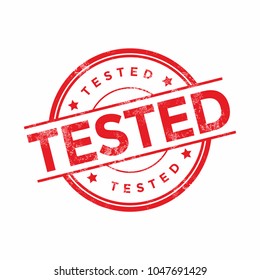 Red Tested rubber stamp isolated on white background.