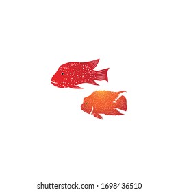 Red Texas Chiclid fish logo vector illustration