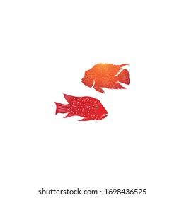 Dibujo vectorial del logo del pez Chiclid de Texas rojo