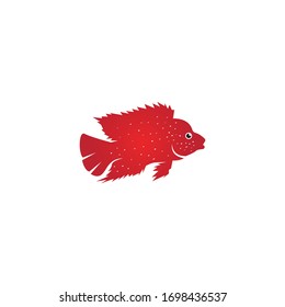 Red Texas Chiclid fish logo vector illustration