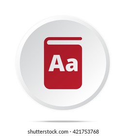 Red Text Book icon on white web button