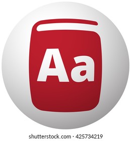 Red Text Book icon on white ball