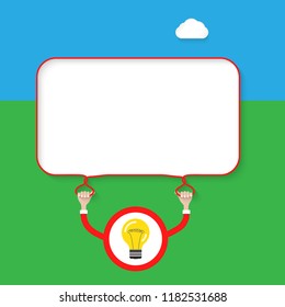 Red text box for fill your text with idea symbol
