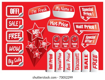 Red Text Box label and tags for sale
