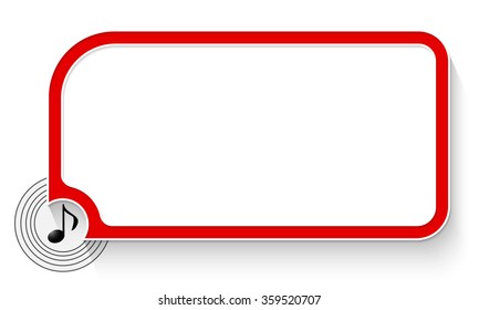 Red text box for your text and music symbol