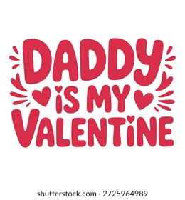Texto vermelho Papai é o meu Valentim com corações e raios isolados no fundo transparente. Papai é o meu projeto de tipografia dos namorados com corações, citação de amor de pai bonito e criança, Dia dos Namorados Family Lettering on White Background