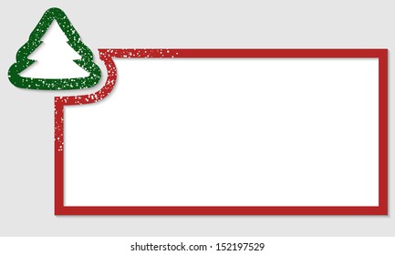 red text frame with christmas tree