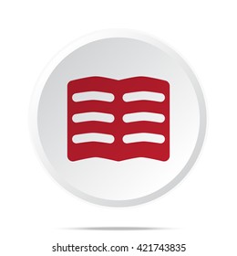 Red Text icon on white web button