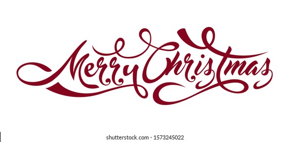 Red text Marry Christmas on white background.