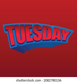 red text stroke blue graphic style eps Tuesday 